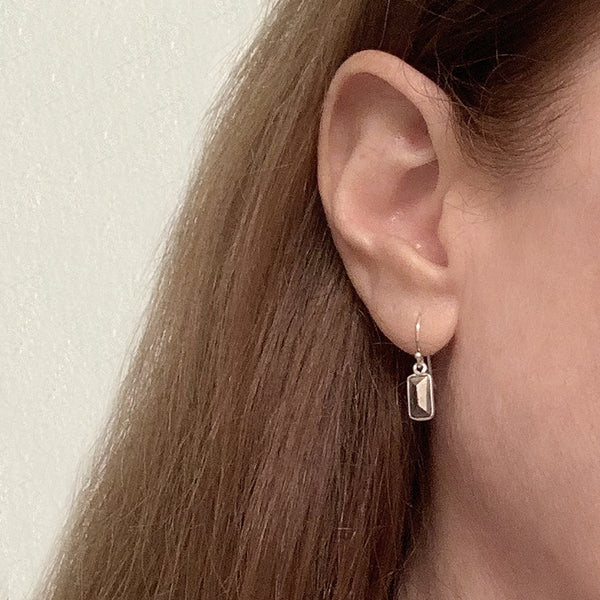 SIlver and Pyrite Baguette Earrings