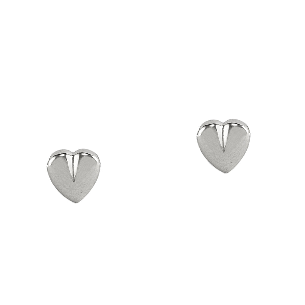 Silver Cleft Heart Studs