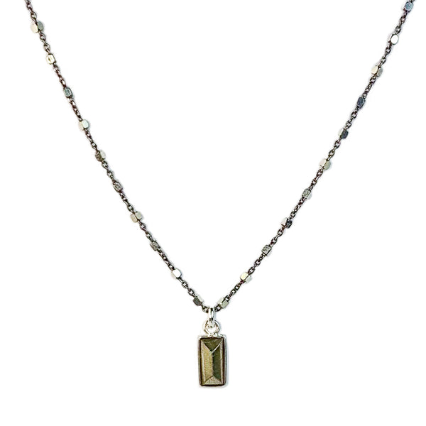 Gunmetal Pyrite Tiny Baguette Pendant