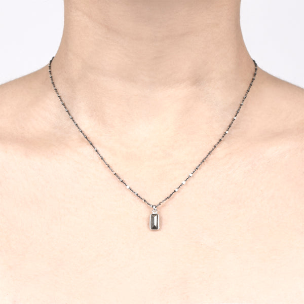 Gunmetal Pyrite Tiny Baguette Pendant