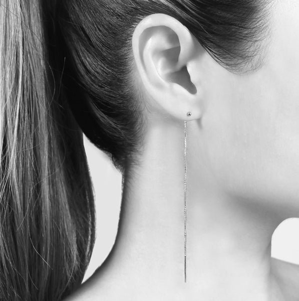 Silver Dot Threader Earrings