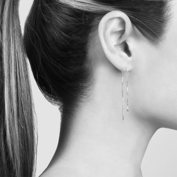 Silver Dot Threader Earrings