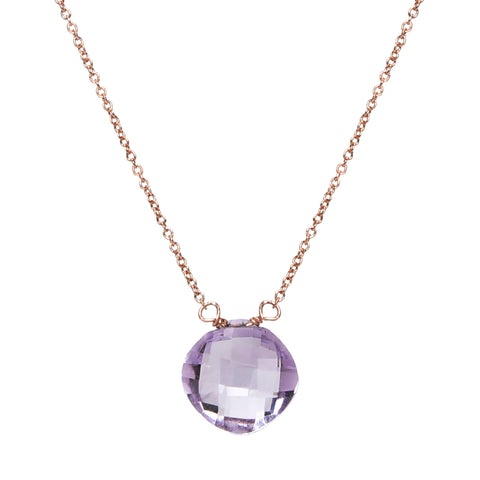 Pink Amethyst Diamond Cushion Pendant