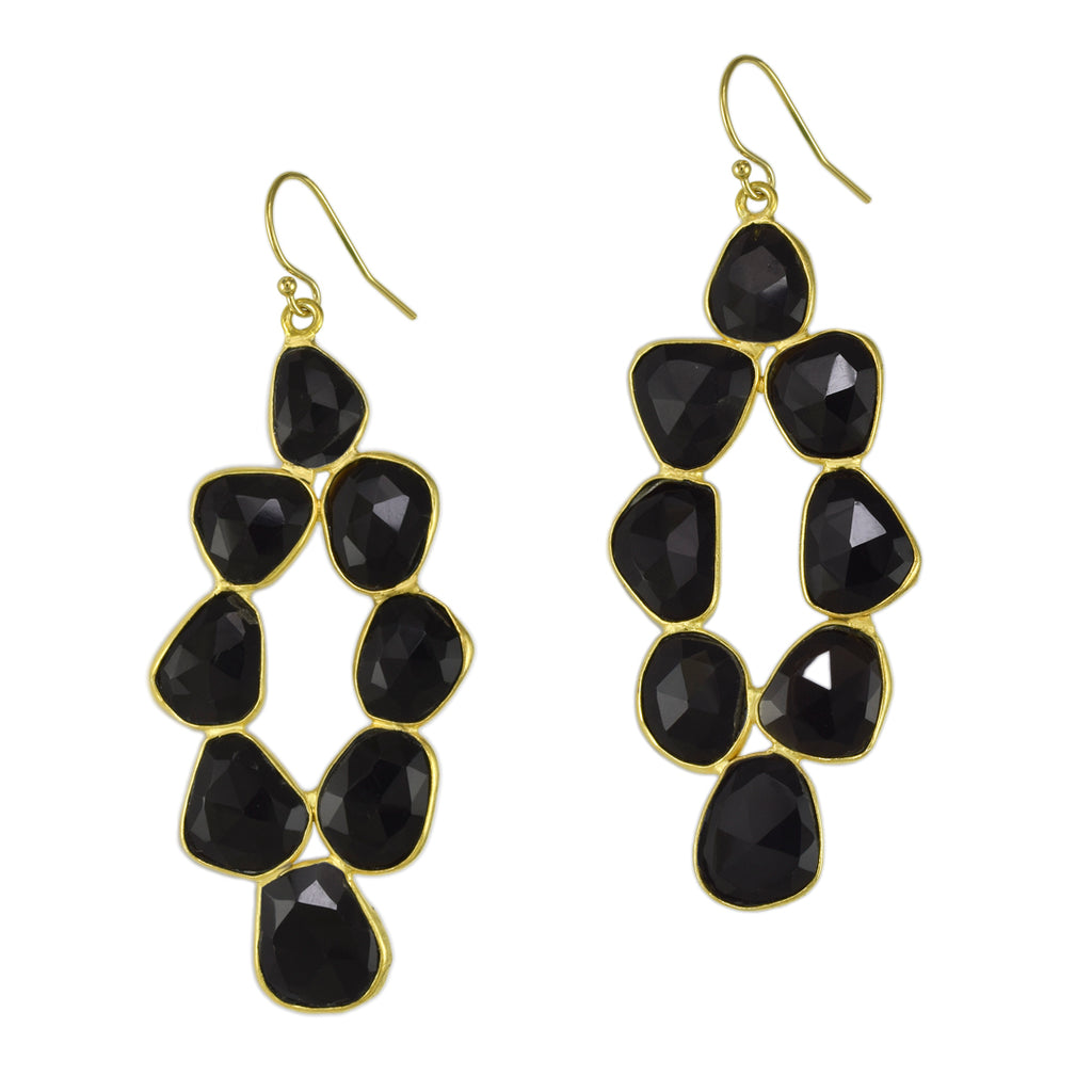 Black Onyx Pebbled Diamond Earrings