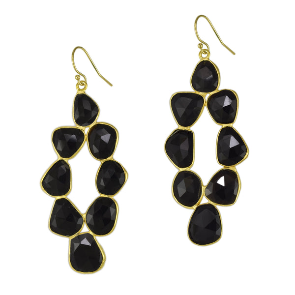 Black Onyx Pebbled Diamond Earrings
