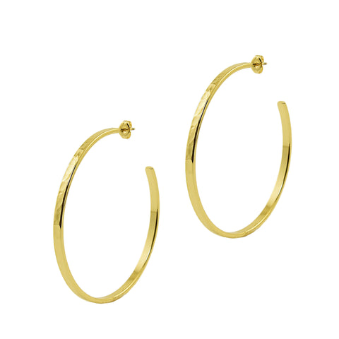 Gold Hammered Large Hoops