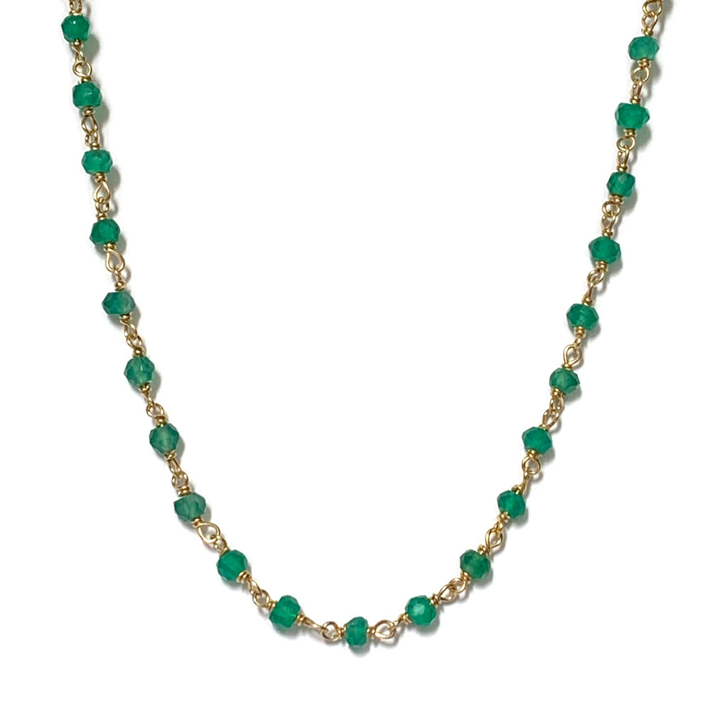 Emerald Agate Rosary Chain Necklace