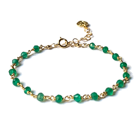 Emerald Agate Rosary Chain Bracelet