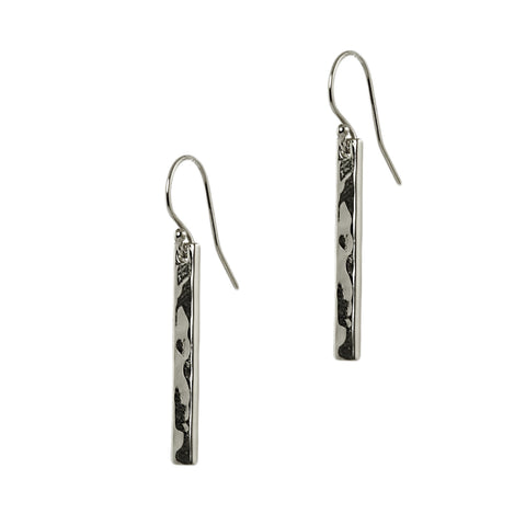 Silver Hammered Bar Earrings