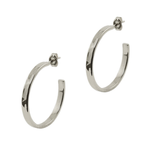 Silver Hammered Small Hoops