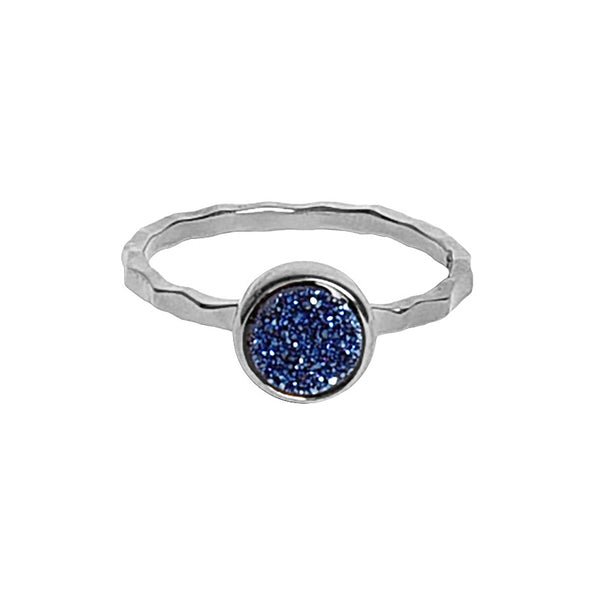 Silver and Teal Artisan Druzy Ring