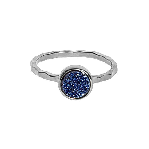 Silver and Teal Artisan Druzy Ring