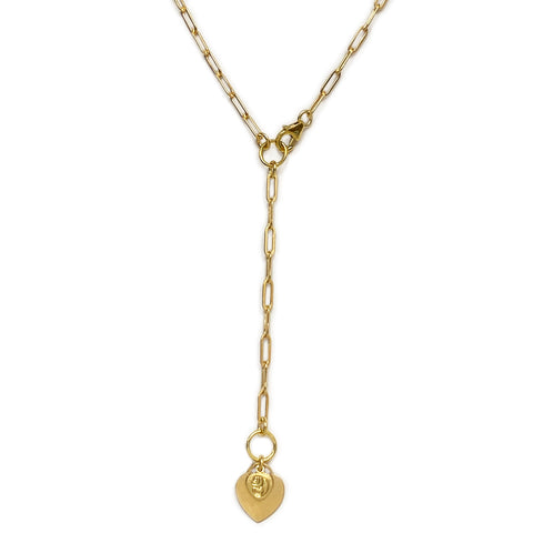 Gold Linear Link Heart Lariat