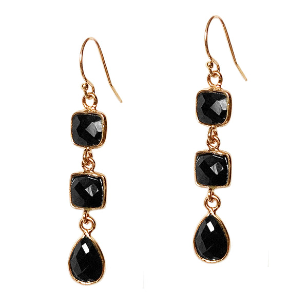 Black Onyx Trio Earrings