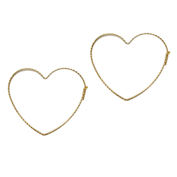 Gold Glitter Heart Hoops