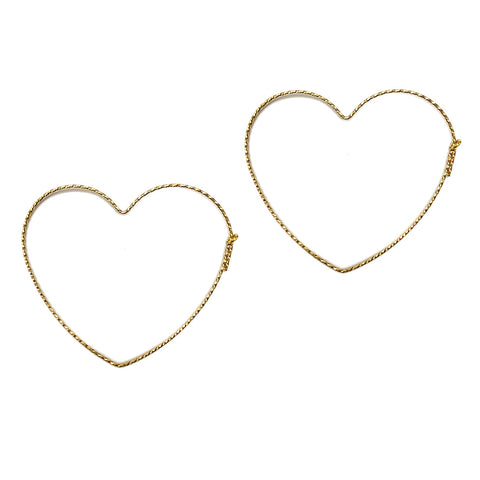 Gold Glitter Heart Hoops