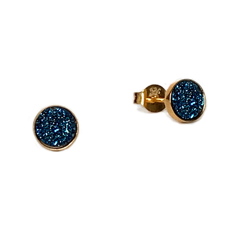 Gold and Teal Sparkle Studs