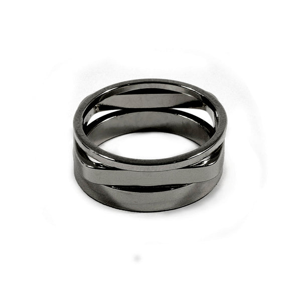 Set of 3 Gunmetal Geometric Bands