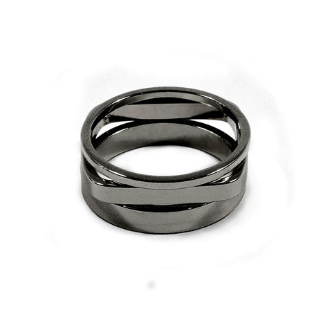 Set of 3 Gunmetal Geometric Bands
