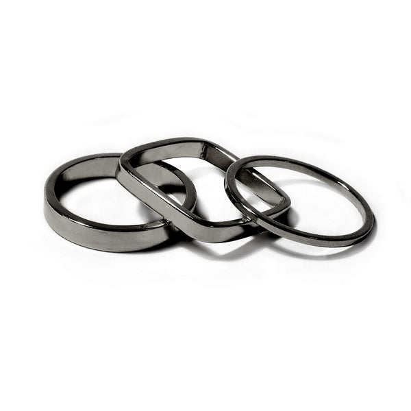 Set of 3 Gunmetal Geometric Bands