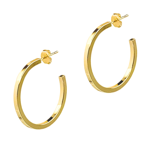 Gold Small Square Edge Hoops