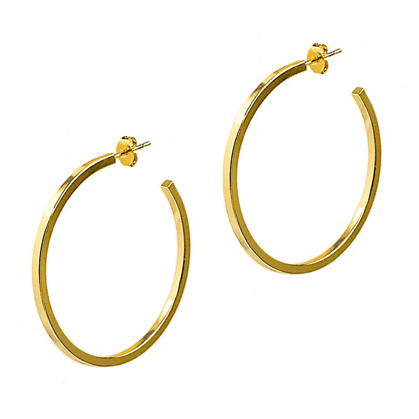 Gold Large Square Edge Hoops