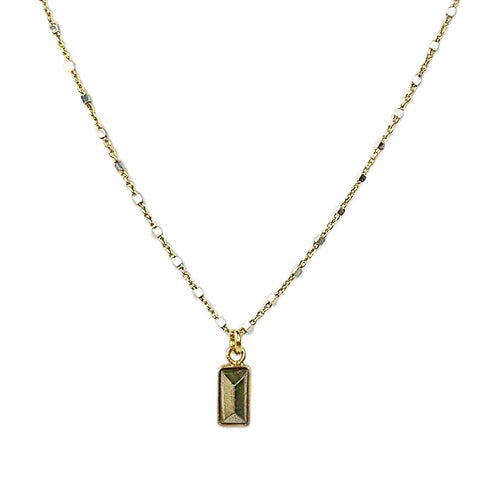 Gold Pyrite Tiny Baguette Pendant