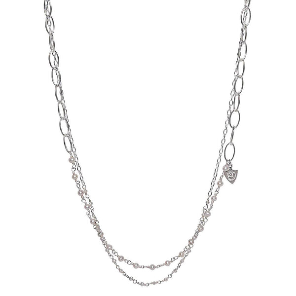 Silver Layered Pearl Necklace