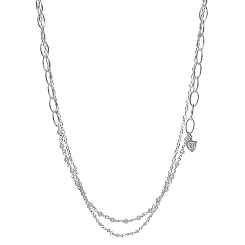 Silver Layered Pearl Necklace