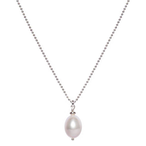 Silver Pearl Droplet Pendant