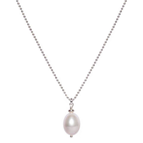 Silver Pearl Droplet Pendant