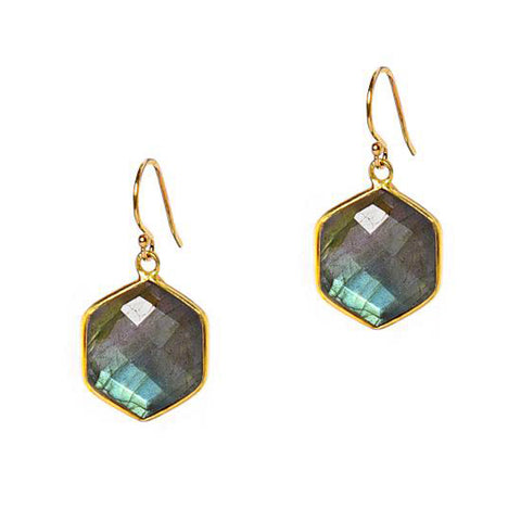 Labradorite Hex Earrings