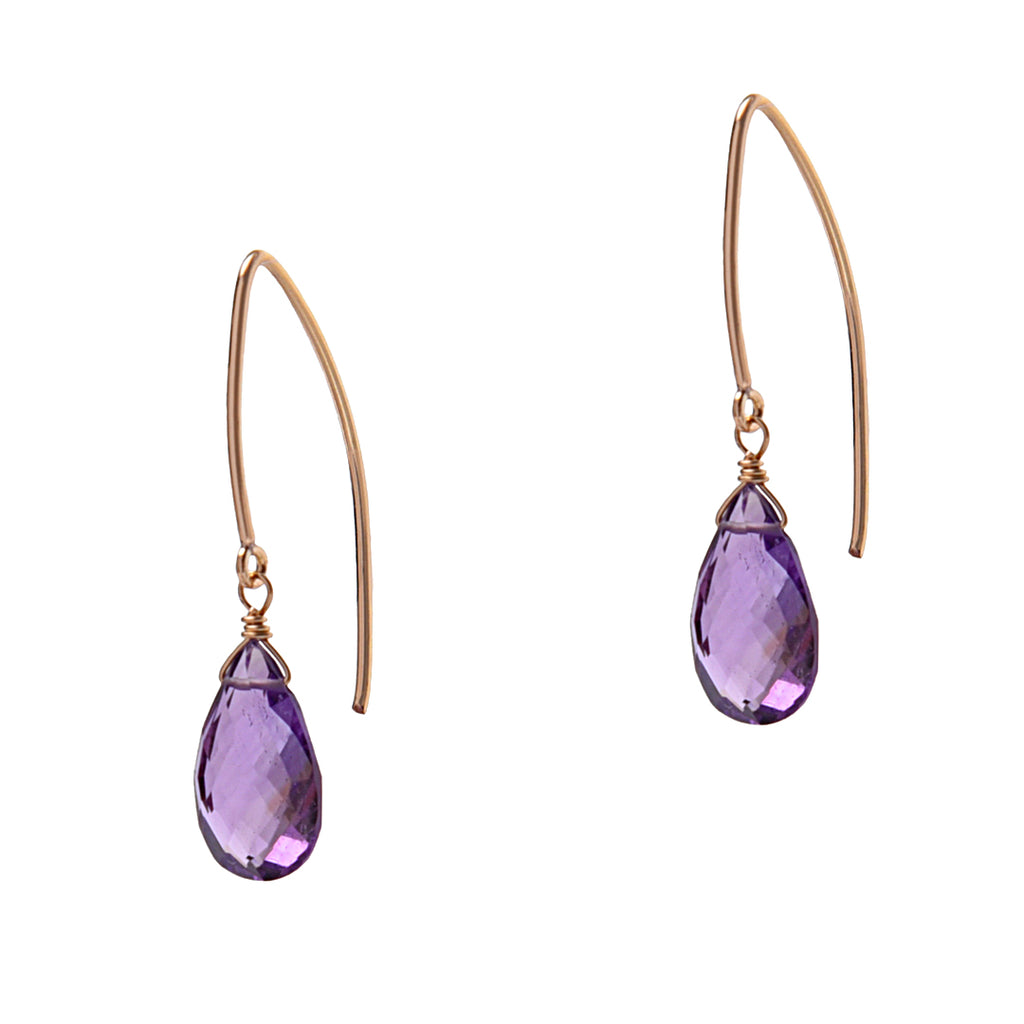 Amethyst Long Wire Earrings