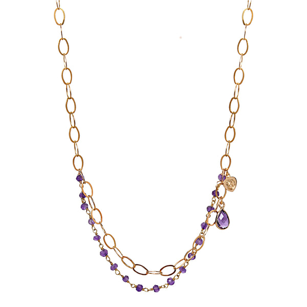 Amethyst Chain Layered Necklace