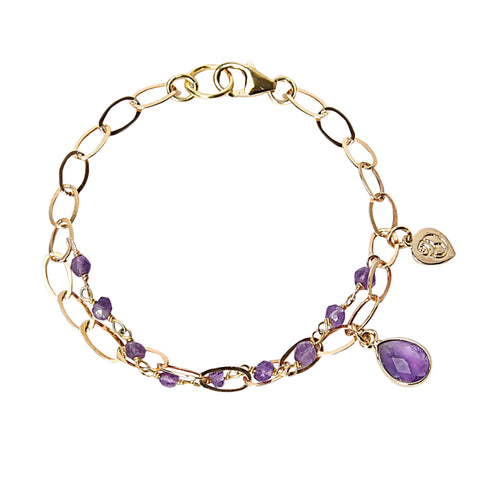 Amethyst Chain Layered Bracelet