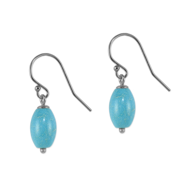 Silver Turquoise Egg Earrings