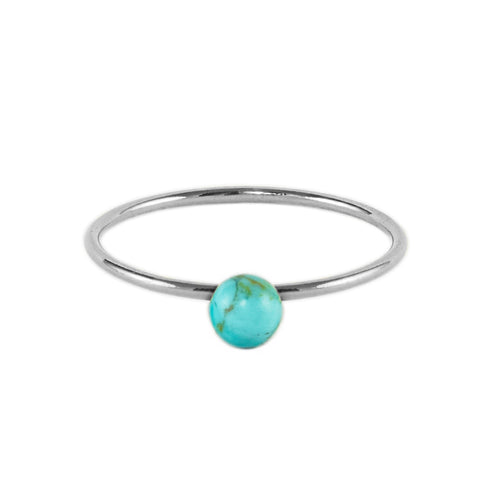 Silver Turquoise BB Ring