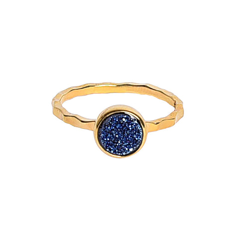 Gold and Teal Artisan Druzy Ring