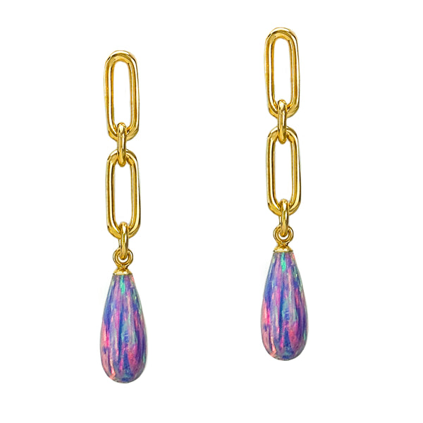 Lavender Opal Chain Drop Earrings