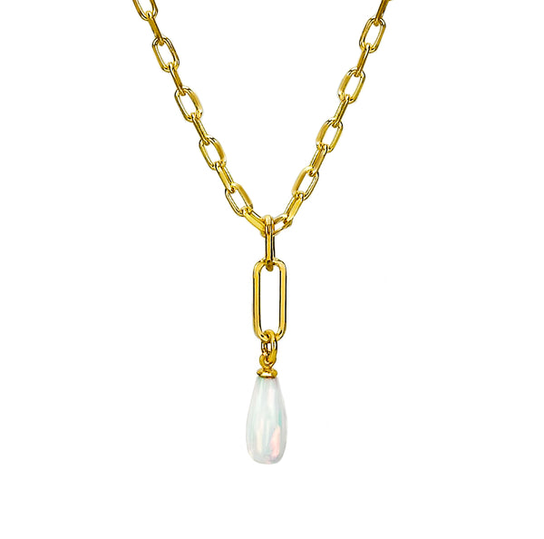 White Opal Teardrop Pendant