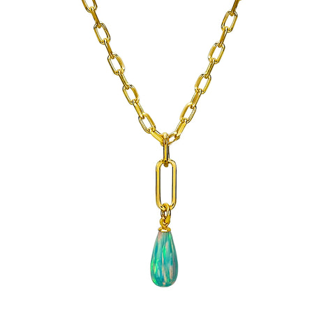 Aqua Opal Teardrop Pendant