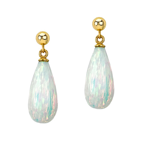 White Opal Teardrop Earrings