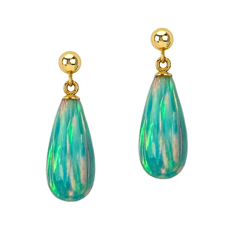 Aqua Opal Teardrop Earrings