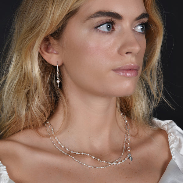 Silver Layered Pearl Necklace