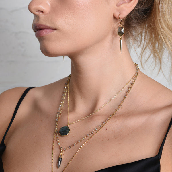 Labradorite Spike Earrings