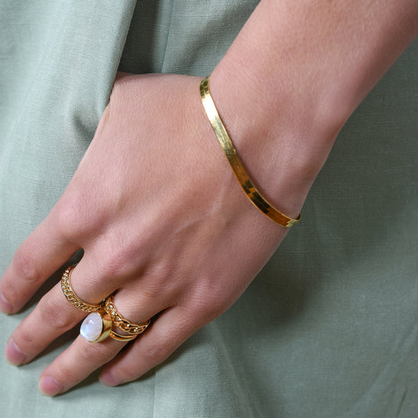 Gold Herringbone Chain Bracelet