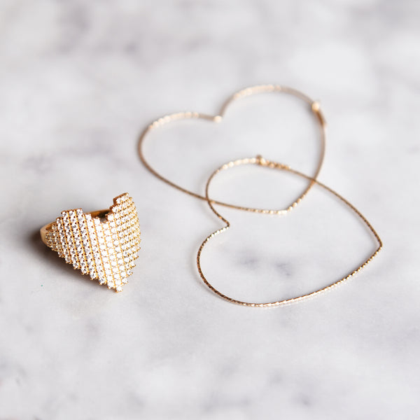 Gold Glitter Heart Hoops