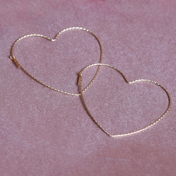 Gold Glitter Heart Hoops