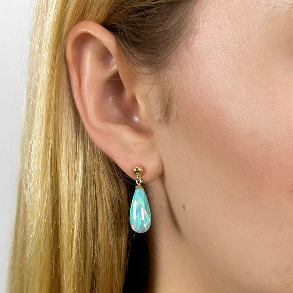 Aqua Opal Teardrop Earrings