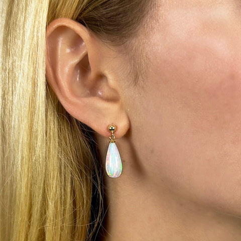 White Opal Teardrop Earrings